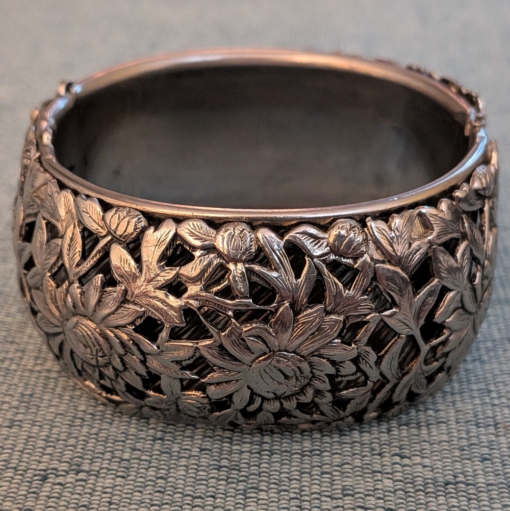 Vintage Repousse Cuff Bracelet